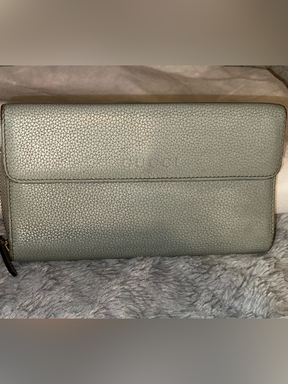 Pebbled Zip-Around Wallet in gray